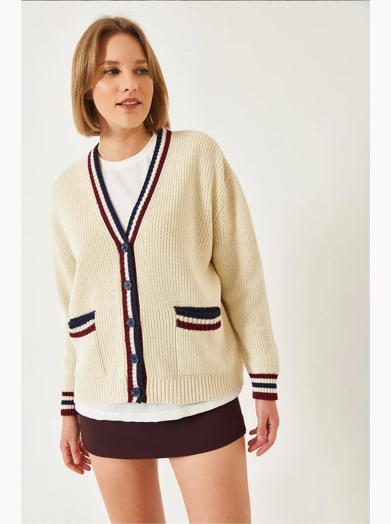 Cardigan in maglia a righe thessaloniki lucci Beige argilla - Kiabi