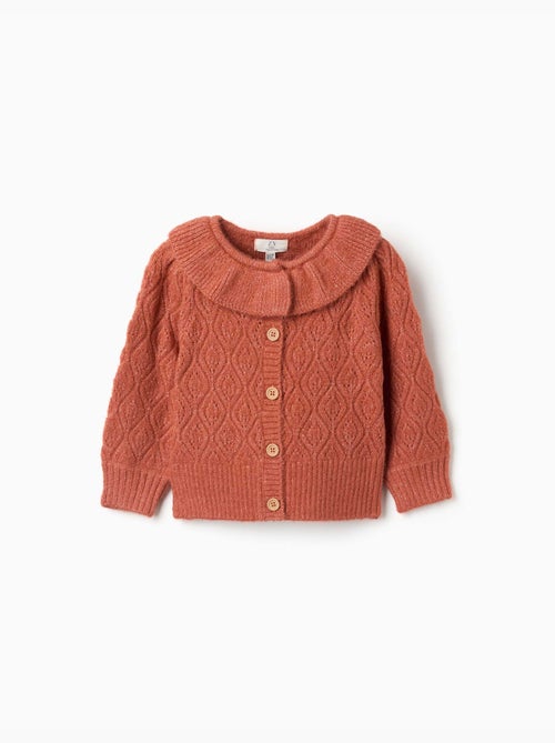 Cardigan in maglia a traforo con colletto arricciato - Kiabi
