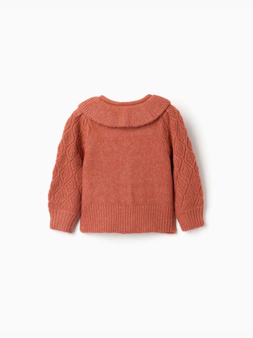 Cardigan in maglia a traforo con colletto arricciato - Kiabi