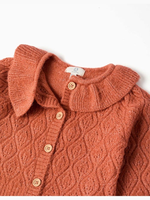 Cardigan in maglia a traforo con colletto arricciato - Kiabi