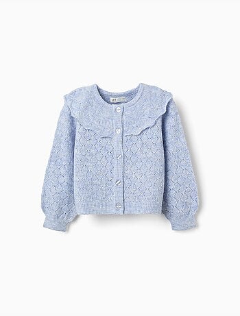 Cardigan in maglia a traforo con maxi colletto
