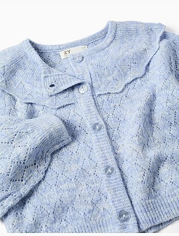Cardigan in maglia a traforo con maxi colletto