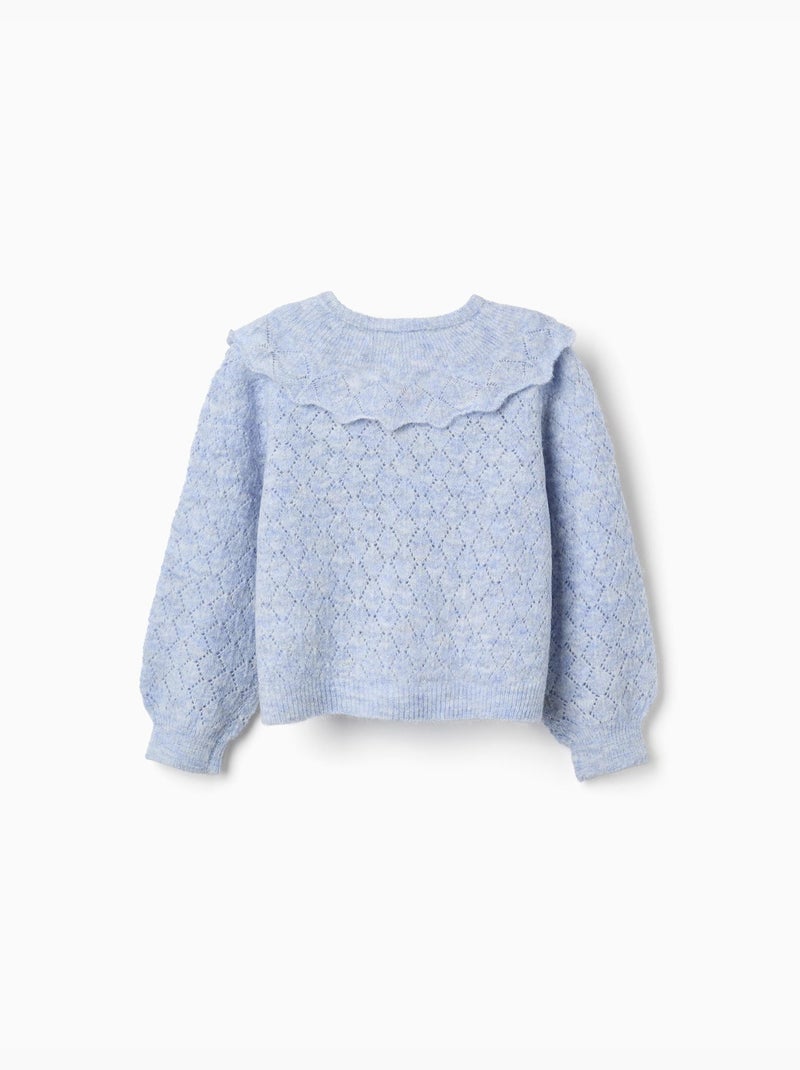 Cardigan in maglia a traforo con maxi colletto Blu Blu - Kiabi