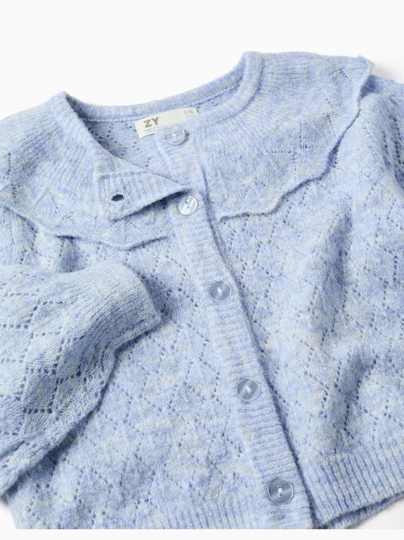 Cardigan in maglia a traforo con maxi colletto Blu Blu - Kiabi