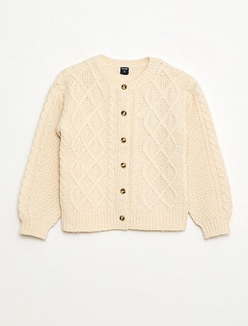 Cardigan in maglia a trecce con apertura abbottonata