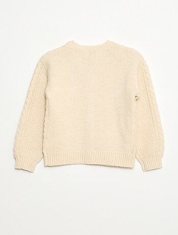 Cardigan in maglia a trecce con apertura abbottonata