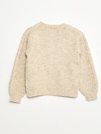 Cardigan in maglia a trecce con apertura abbottonata