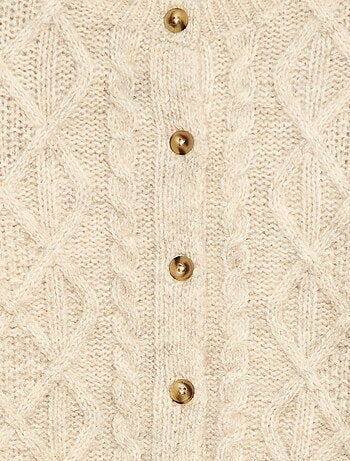 Cardigan in maglia a trecce con apertura abbottonata