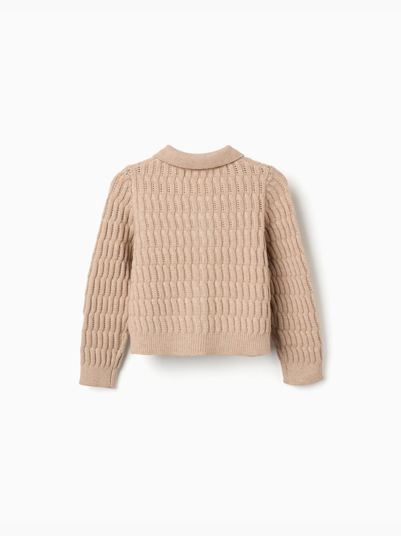 Cardigan in maglia a trecce e a traforo Beige chiaro - Kiabi
