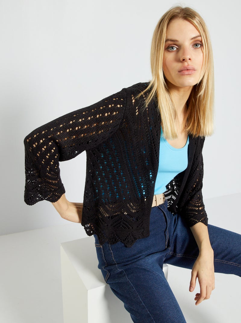 Cardigan in maglia all'uncinetto 'JDY' nero - Kiabi