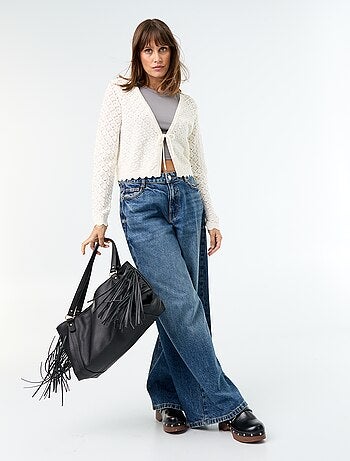 Cardigan in maglia all'uncinetto traforata
