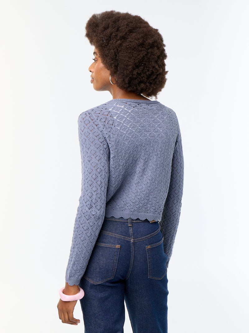 Cardigan in maglia all'uncinetto traforata Grigio - Kiabi