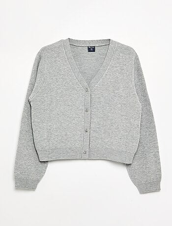 Cardigan in maglia compatta con bottoni argentati