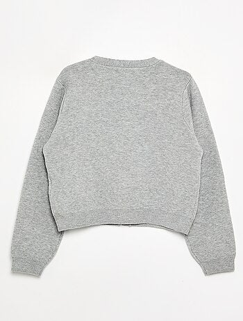 Cardigan in maglia compatta con bottoni argentati