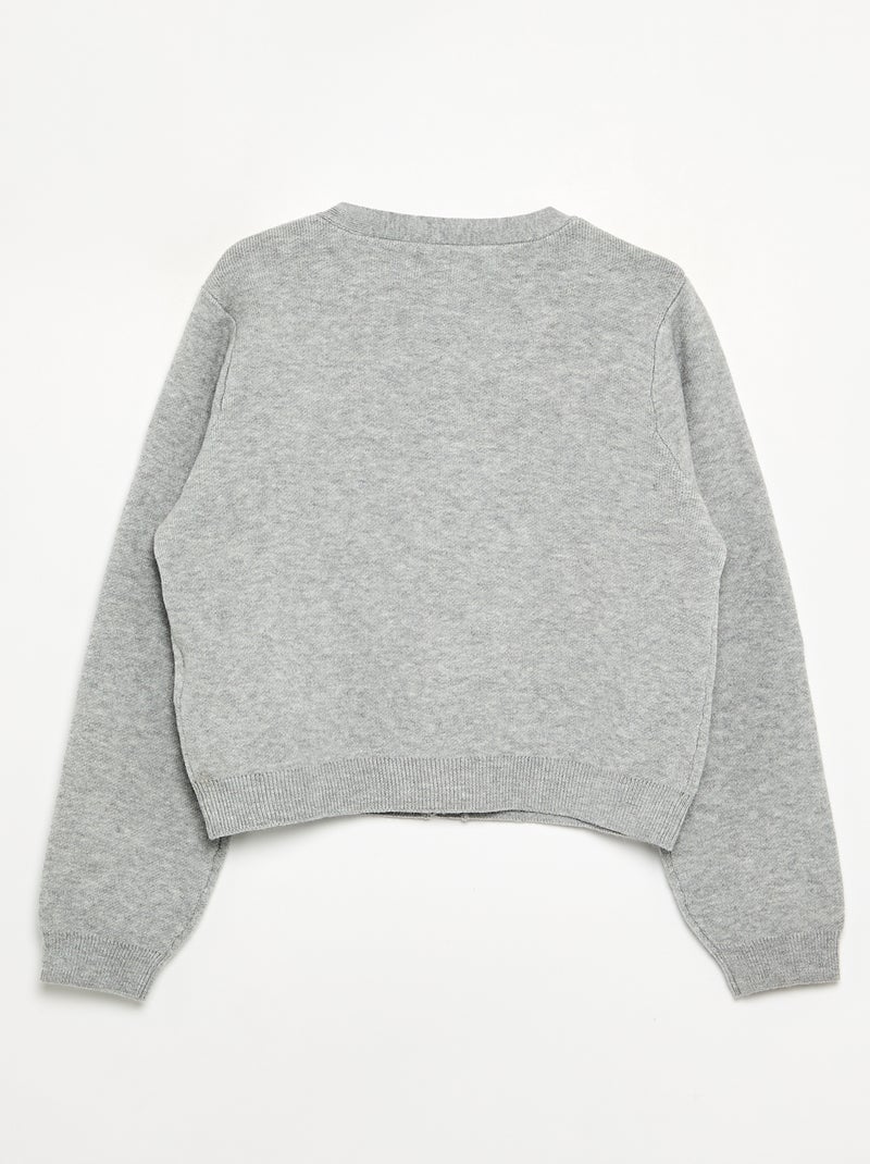 Cardigan in maglia compatta con bottoni argentati Grigio chiaro - Kiabi