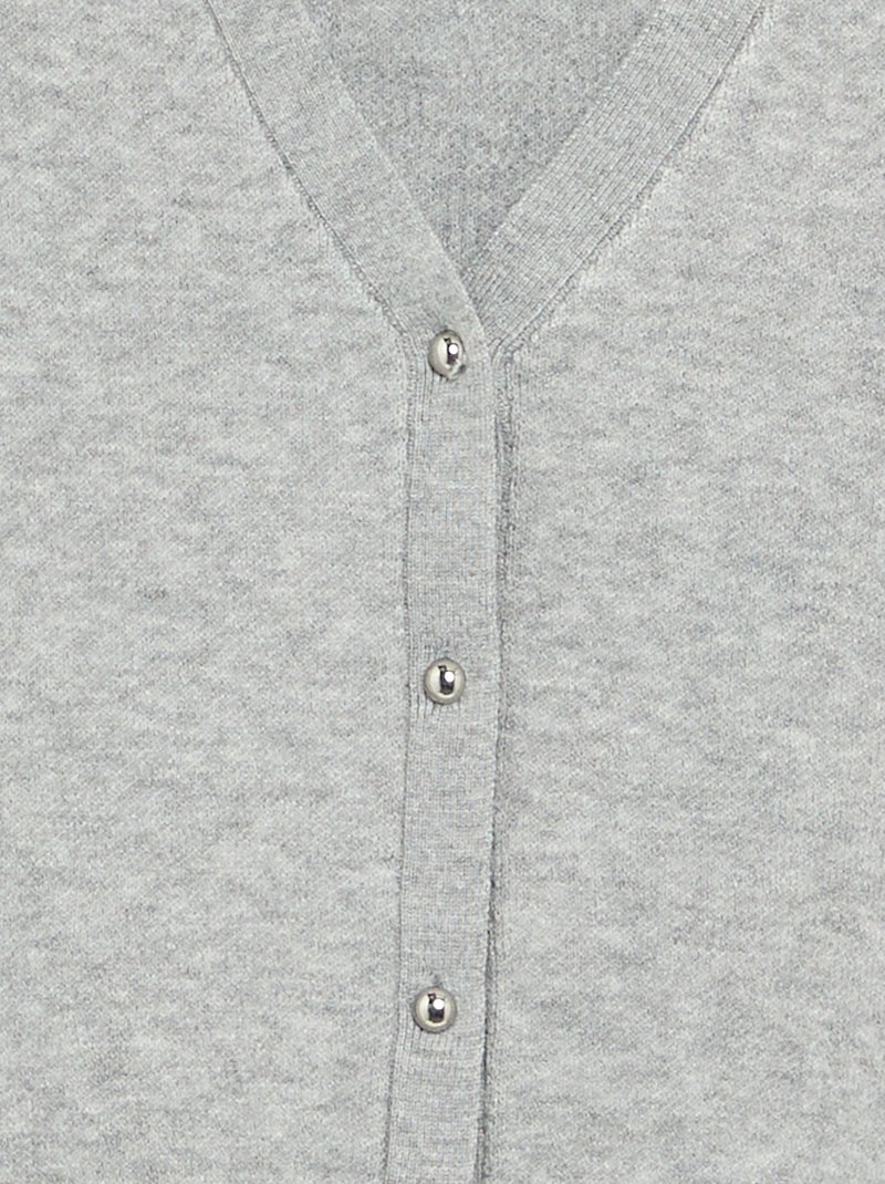 Cardigan in maglia compatta con bottoni argentati Grigio chiaro - Kiabi