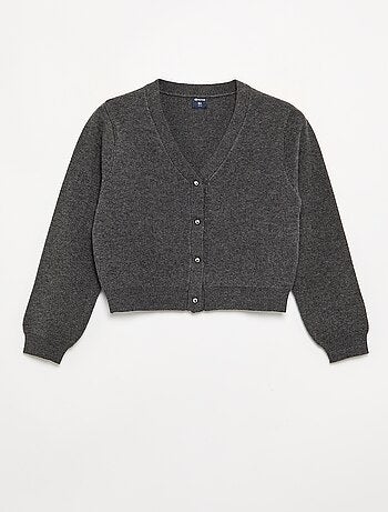 Cardigan in maglia compatta con bottoni argentati