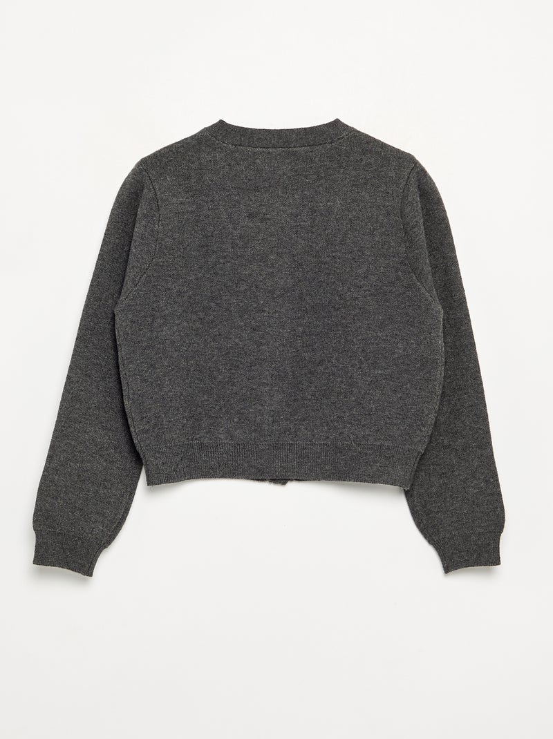 Cardigan in maglia compatta con bottoni argentati Grigio - Kiabi