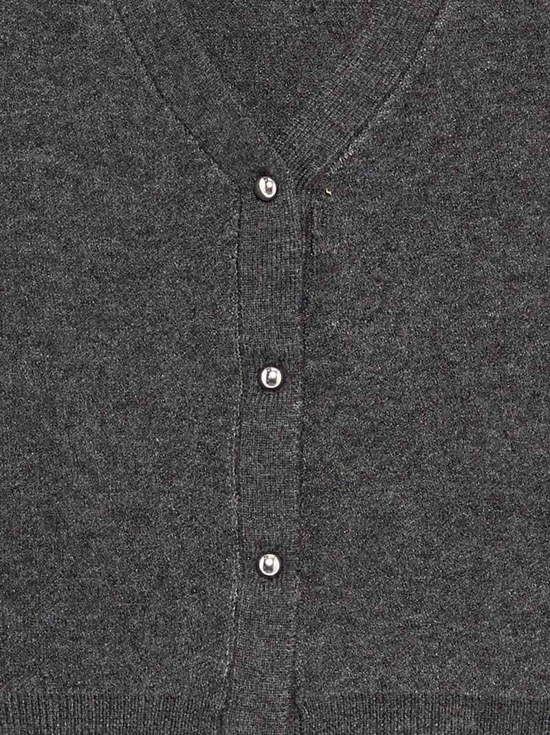 Cardigan in maglia compatta con bottoni argentati Grigio - Kiabi