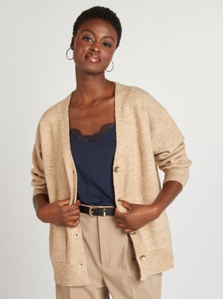 Cardigan in maglia con 2 tasche applicate