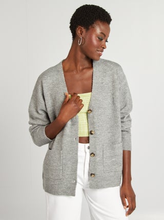 Cardigan in maglia con 2 tasche applicate