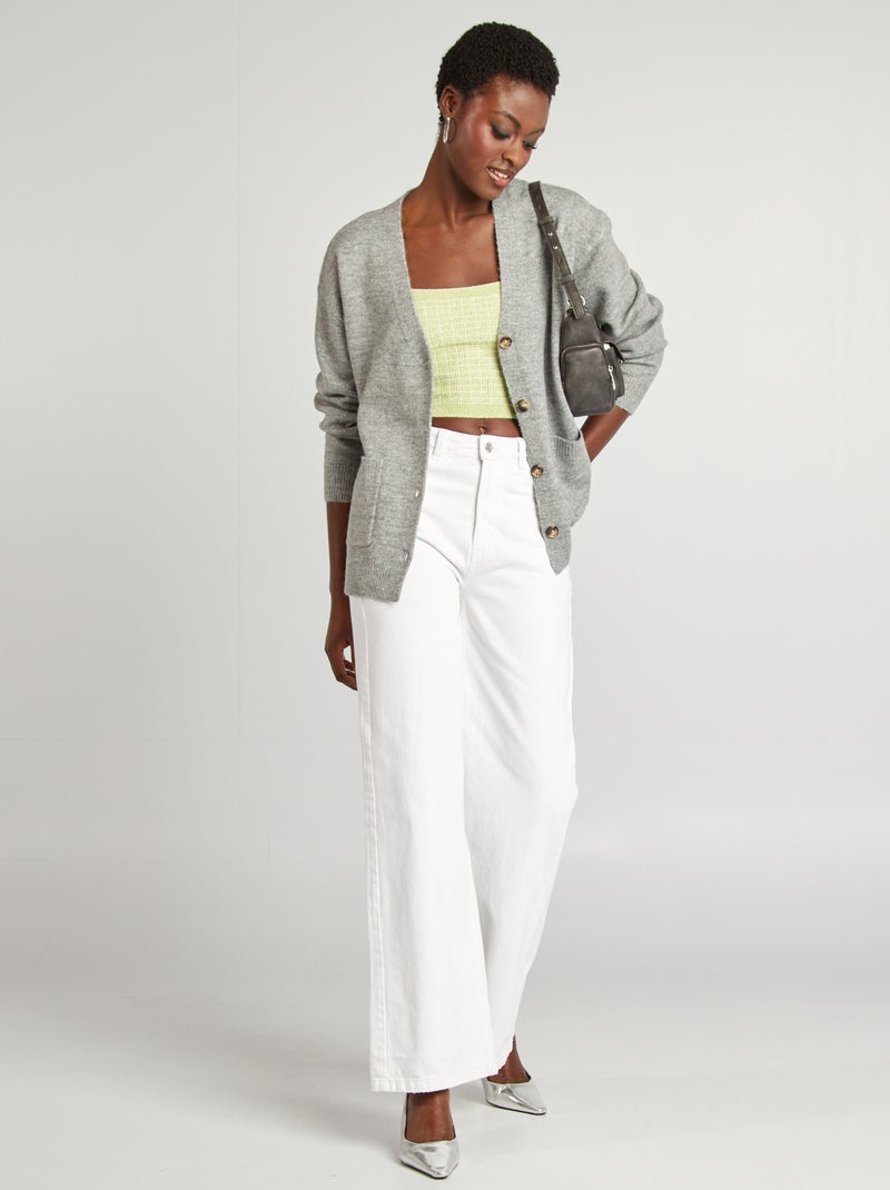 Cardigan in maglia con 2 tasche applicate GRIGIO - Kiabi