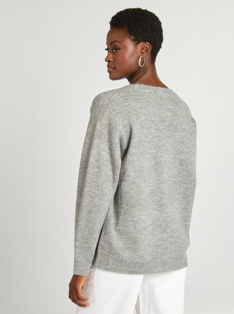 Cardigan in maglia con 2 tasche applicate GRIGIO - Kiabi