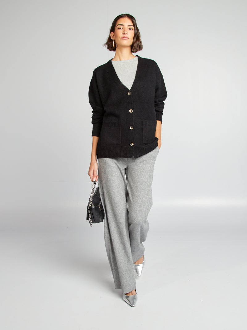 Cardigan in maglia con 2 tasche applicate nero - Kiabi