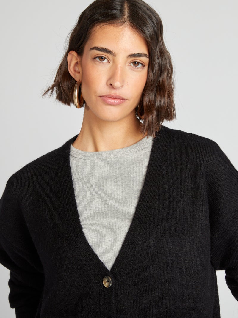 Cardigan in maglia con 2 tasche applicate nero - Kiabi