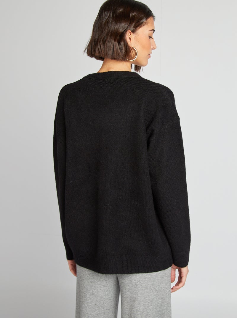 Cardigan in maglia con 2 tasche applicate nero - Kiabi
