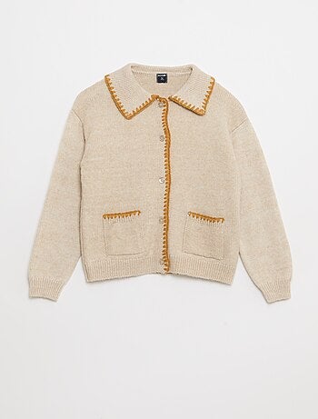 Cardigan in maglia con apertura abbottonata e tasche applicate