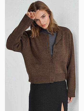 Cardigan in maglia con bottoni coperti e tasche hiccup