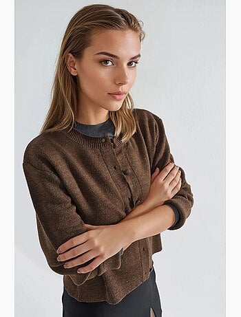 Cardigan in maglia con bottoni coperti e tasche hiccup