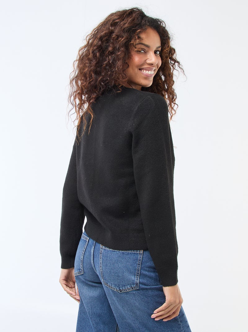 Cardigan in maglia con bottoni dorati Nero - Kiabi