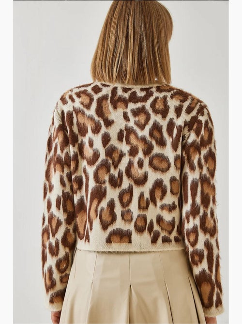 Cardigan in maglia con bottoni e motivo leopardato lucci - Kiabi Cardigan in maglia con bottoni e motivo leopardato lucci - Kiabi
