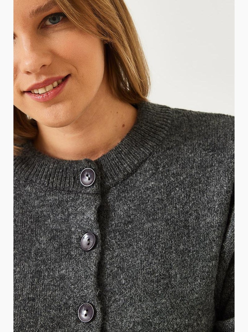 Cardigan in maglia con bottoni lucci Grigio scuro - Kiabi