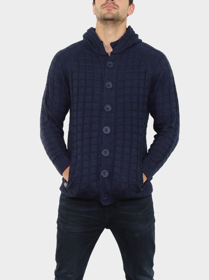 Cardigan in maglia con cappuccio Blu marino - Kiabi