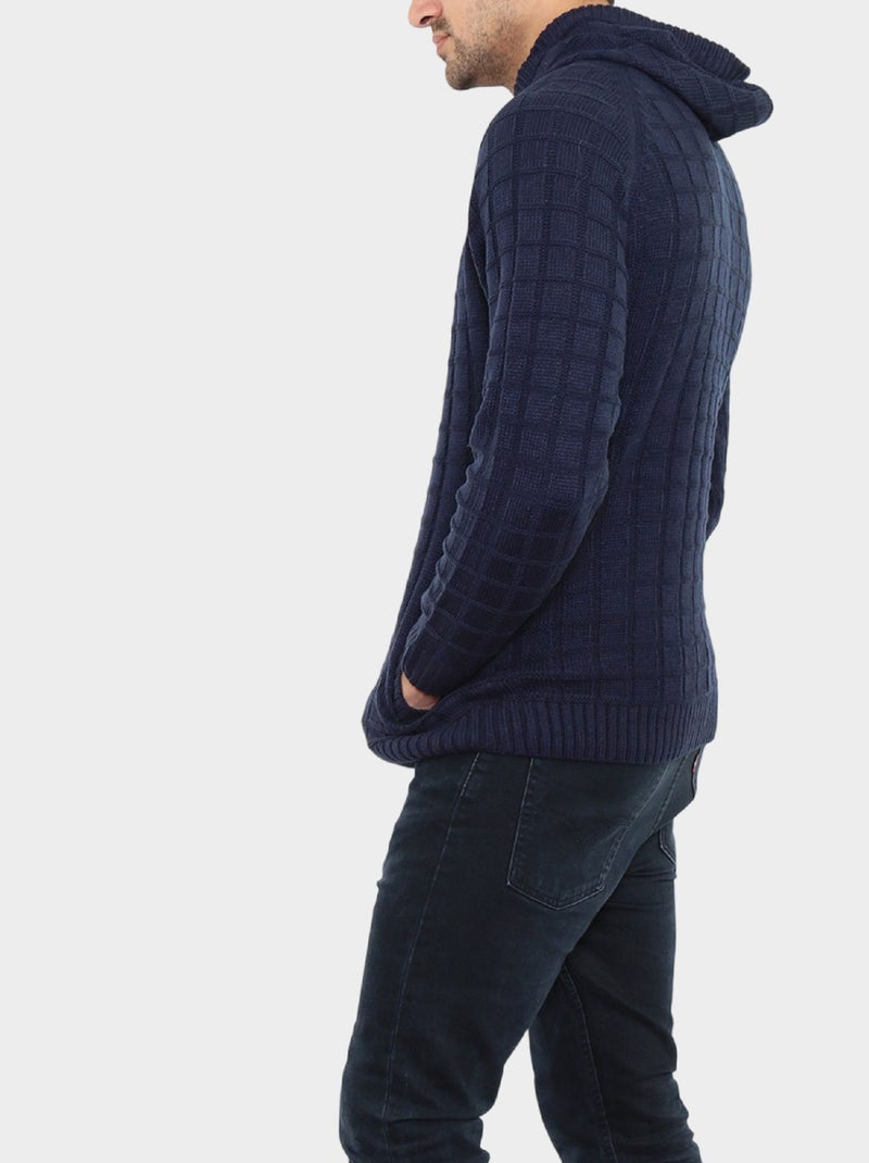 Cardigan in maglia con cappuccio Blu marino - Kiabi