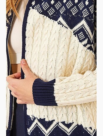 Cardigan in maglia con cerniera jacquard lucci