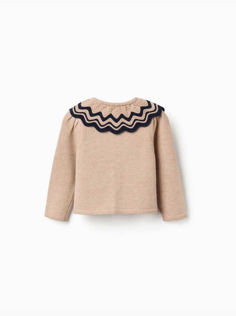 Cardigan in maglia con colletto a righe Beige - Kiabi