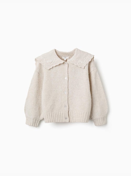 Cardigan in maglia con colletto ricamato - Kiabi
