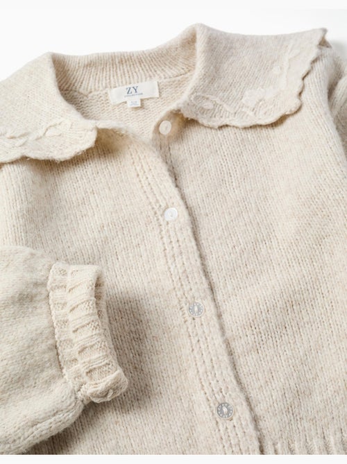 Cardigan in maglia con colletto ricamato - Kiabi
