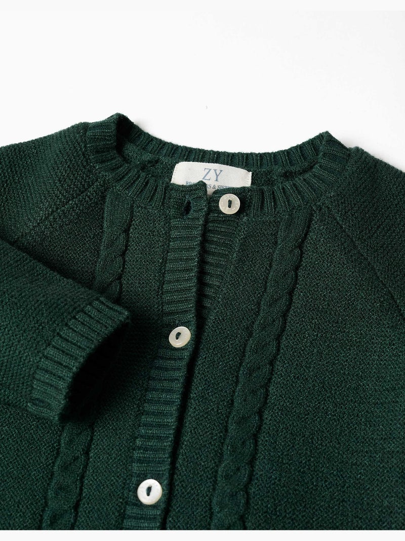 Cardigan in maglia con dettagli a treccia b&s Verde scuro - Kiabi