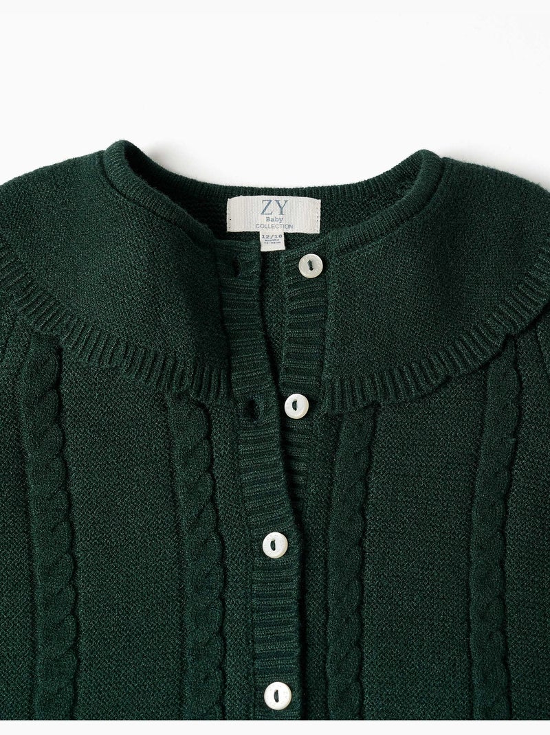 Cardigan in maglia con dettagli a treccia b&s Verde scuro - Kiabi