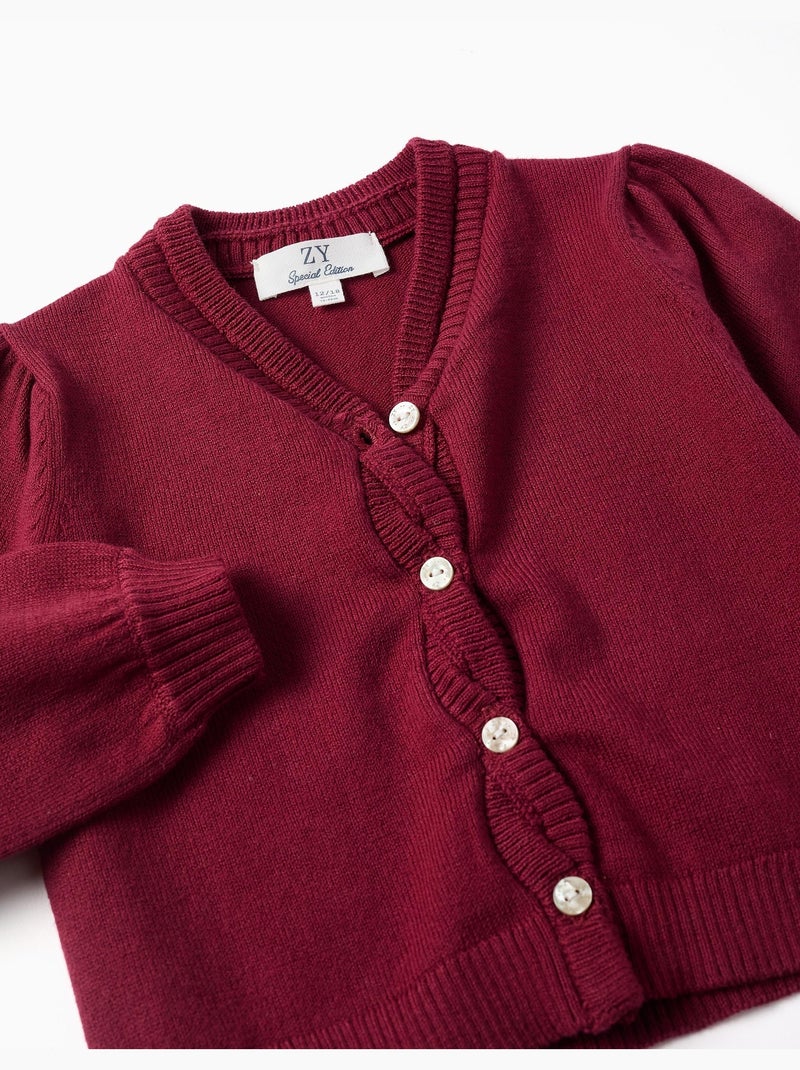 Cardigan in maglia con dettagli intrecciati Rosso scuro - Kiabi
