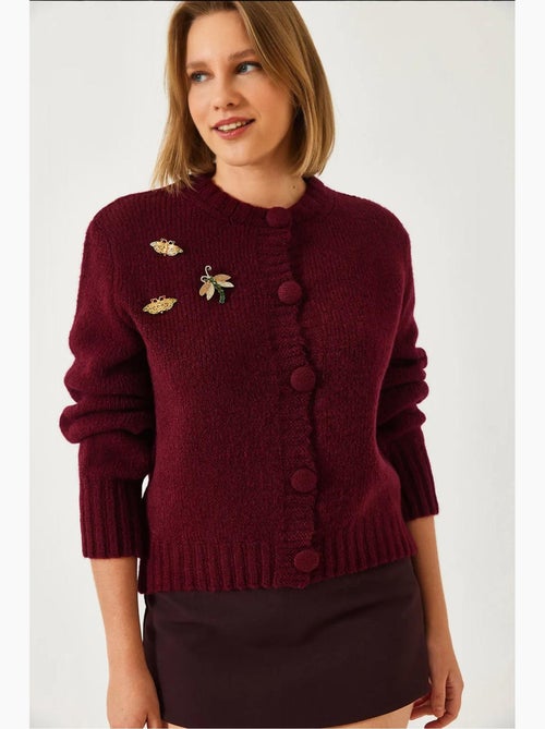 Cardigan in maglia con dettaglio spilla lucci - Kiabi