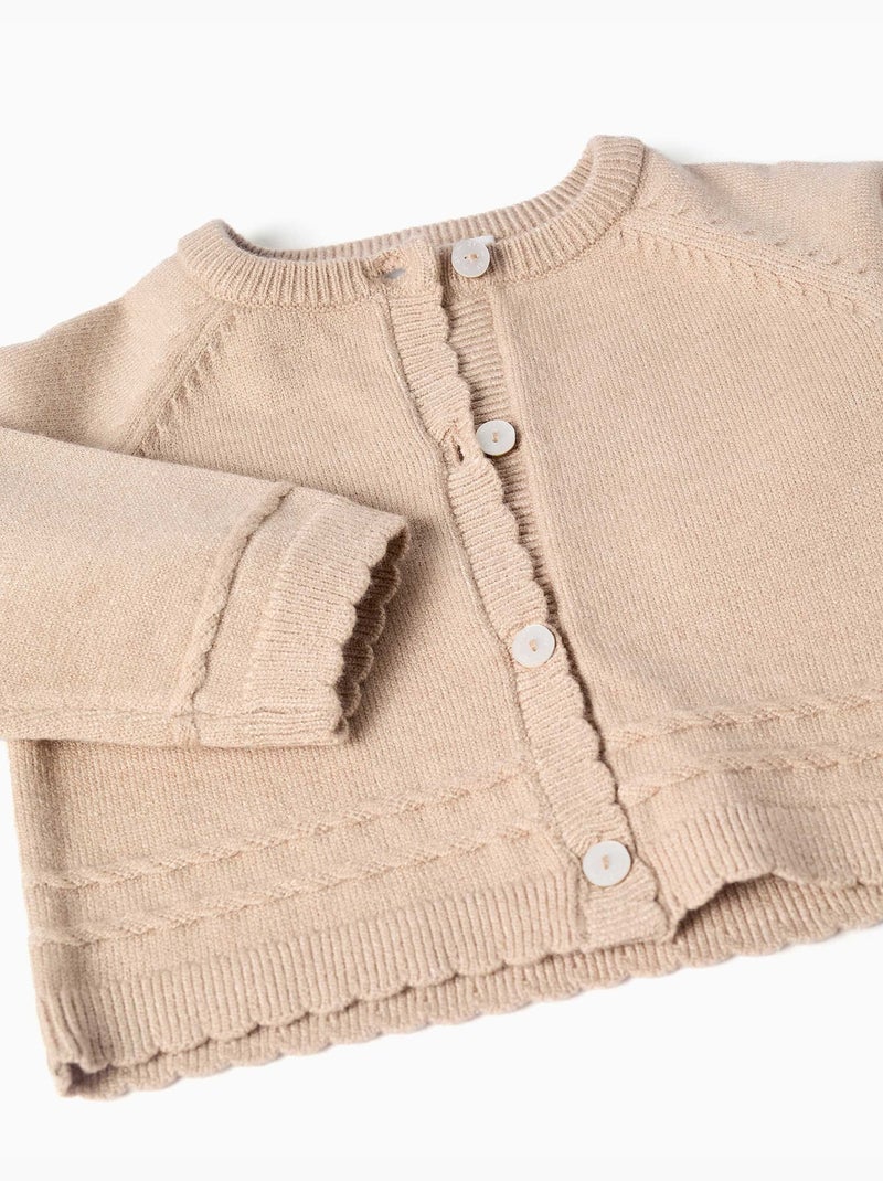 Cardigan in maglia con estremità smerlate b&s Beige chiaro - Kiabi