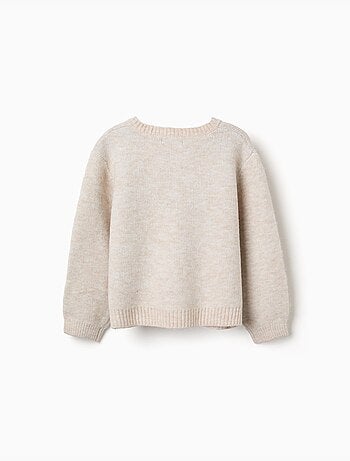 Cardigan in maglia con fiocchi e pois jacquard