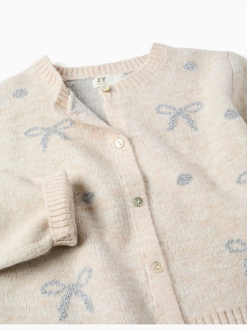 Cardigan in maglia con fiocchi e pois jacquard - Kiabi
