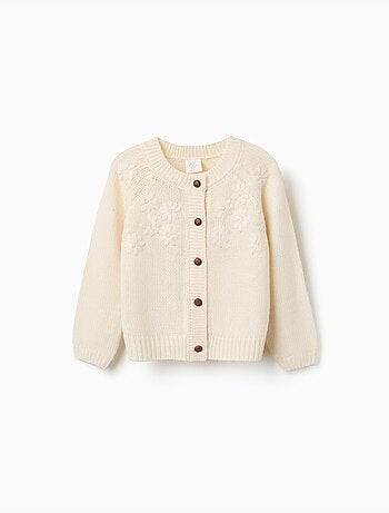 Cardigan in maglia con fiori ricamati